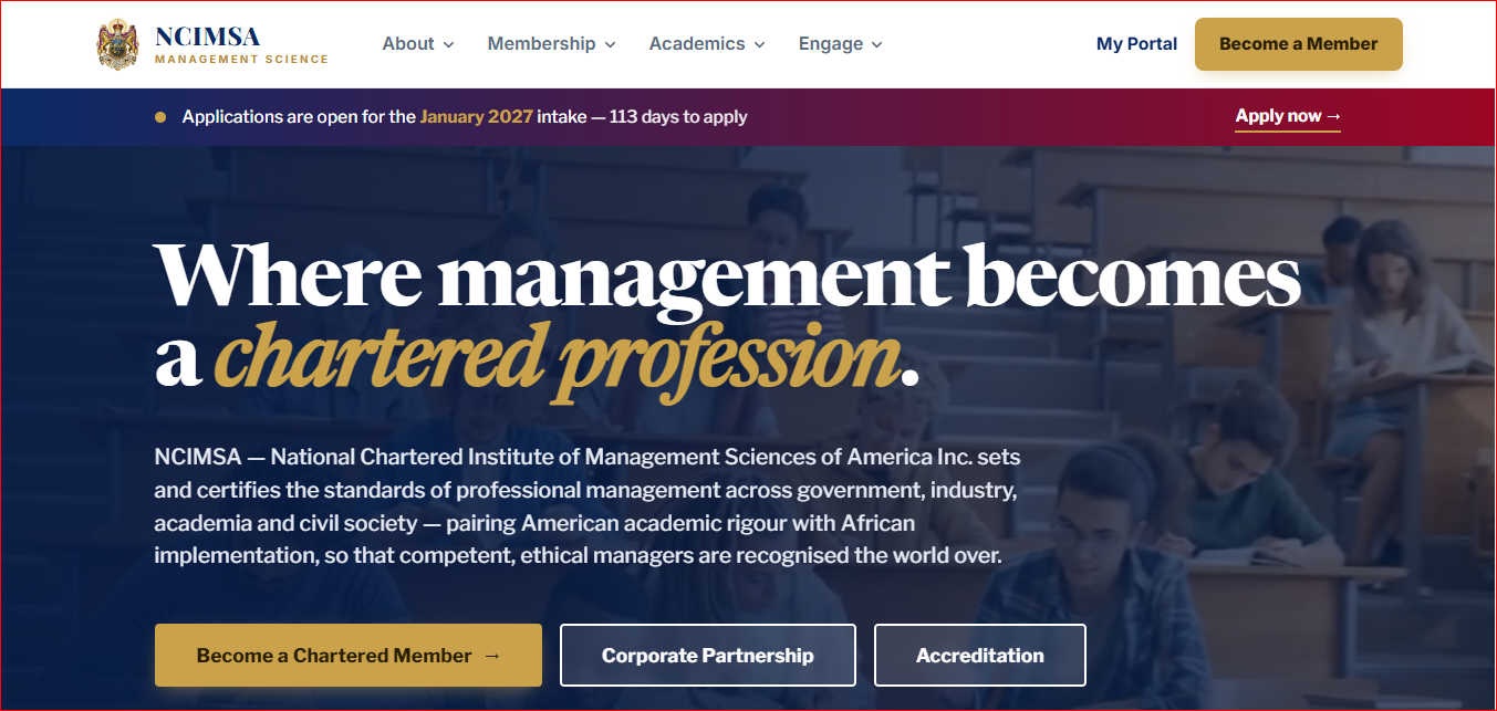 NCIMSA — National Chartered Institute of Management Sciences of America